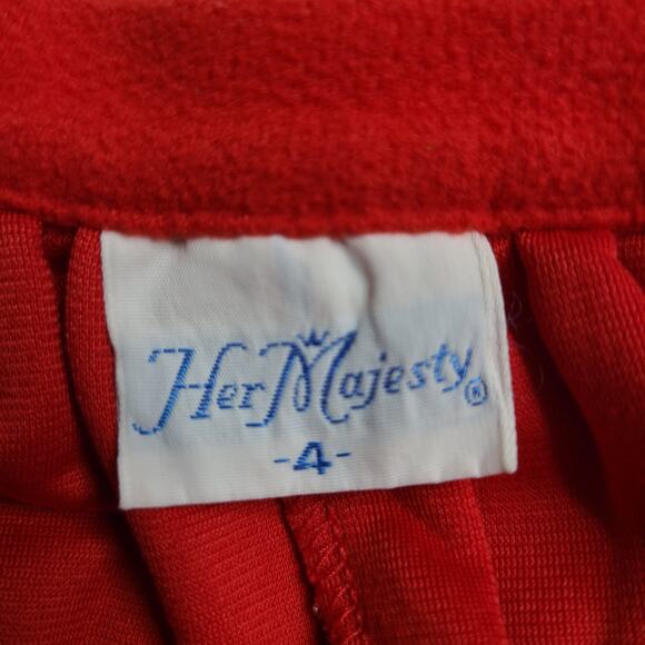 Vintage Her Majesty Red Fleece Sleeveless Girls Dress Size 4 A Line 2089 - Picture 6 of 7